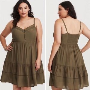 Torrid Olive Tiered Dress